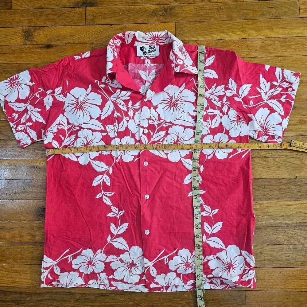 Vintage Hilo Hattie Hawaiian Shirt Large Red Floral - Picture 7 of 7